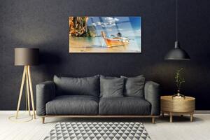 Obraz na skle Loďka more príroda 125x50 cm