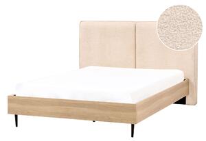 Posteľný rám béžové buklé čalúnenie dvojlôžko 140 x 200 cm čalúnené čelo MDF rám kovové nohy lamelový rošt moderný štýl spálňa