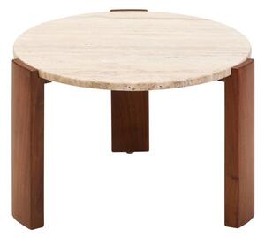 Hnedý/v svetlo prírodnej farbe okrúhly konferenčný stolík s mramorovou doskou ø 60 cm Palermo – Premier Housewares