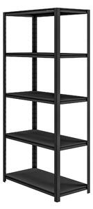 Kovový regál do garáže SAM, 900 x 1830 x 450 mm, All Black: čierny