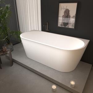 Erga Norah, voľne stojaca vaňa ku stene 150x75 cm + odtoková zátka, biela lesklá, ERG-NORAH-150075-WH-WH