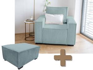 Kreslo s taburetom SMART SET, svetlo modrá