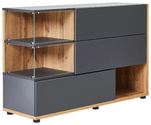 KOMODA, antracitová, dub wotan, 120/77/40 cm MID.YOU - Obývacie zostavy, Online Only