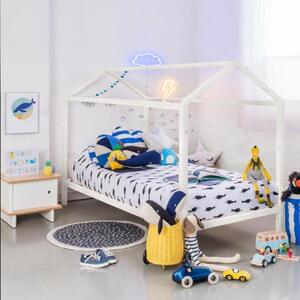 Biela domčeková Montessori posteľ IMPRES