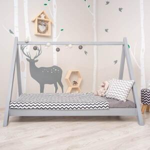 Sivá domčeková Montessori posteľ GROSI