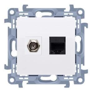 Zásuvka SAT "F" + RJ45 Simon 10 modul biela