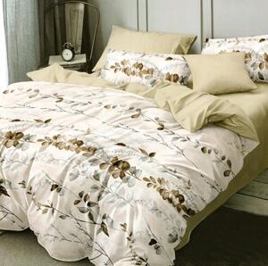 Béžové obojstranné posteľné obliečky s motívom listov Béžová