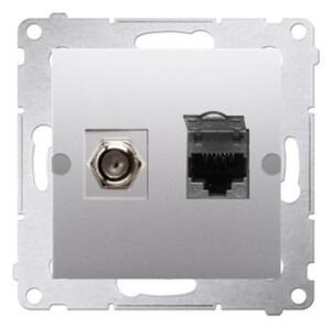 Zásuvka SAT "F" + RJ45 Simon 54 premium modul strieborná