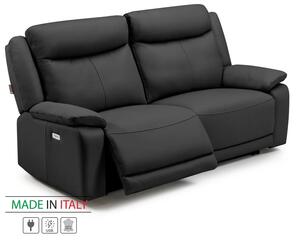 Zltahala.sk Kožená pohovka CONTINENTAL s elektrickou funkciou relax 2P, elektrické, čierna (nero 308)