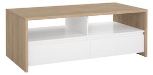 KONDELA Konferenčný stolík, dub hickory/biela extra vysoký lesk, NEXT 50319