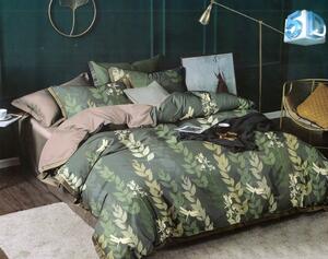 Štýlové zelené obojstranné posteľné obliečky s motívom listov Zelená