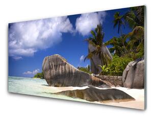 Obraz na skle Skaly pláž príroda 140x70 cm 2 Prívesky