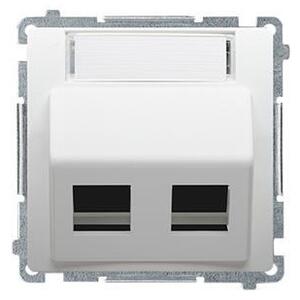 Kryt zásuvky 2x RJ45/RJ12 Simon Basic modul šikmý biely