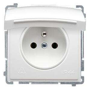 Zásuvka 250 V Simon Basic IP44 s clonkami modul biela
