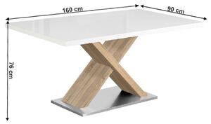Biely jedálenský stôl FARNEL, vysoký lesk HG
