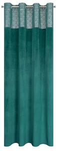 Luxusný zamatový záves s ornamentálnym lesklým vrchným dielom 140 x 250 cm Zelená