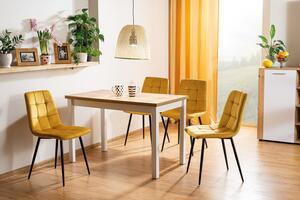 Biely jedálenský stôl s doskou v dekore dub zlatý craft ADAM 100x60