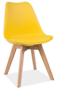 Žltá stolička s dubovými nohami KRIS