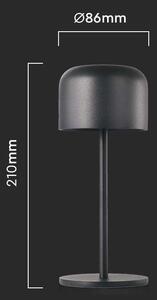 Čierna LED stolná nabíjacia lampa 210mm 1,5W IP54