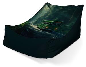 Sablio Sedací vak Lounge Zelený autobus v lese - 80 x 95 x 50 cm