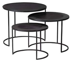 Čierny Konferenčný stolík Janna / set 3 ks 44 × 55 × 55 cm / 39 × 58 × 58 cm / 33 × 41 × 41 cm WOOOD