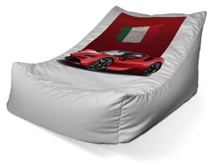 Sablio Sedací vak Lounge Ferrari Talianska vlajka na červenom bloku - 80 x 95 x 50 cm