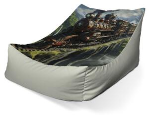 Sablio Sedací vak Lounge Parná lokomotíva na viadukte - 80 x 95 x 50 cm