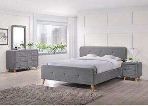 Sivá čalúnená posteľ MALMO 160 x 200 cm Matrac: Bez matraca