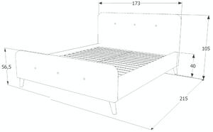 Modrá čalúnená postel MALMO VELVET 160 x 200 CM