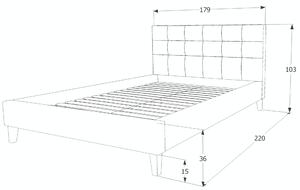 Sivá čalúnená posteľ TEXAS 160 x 200 cm