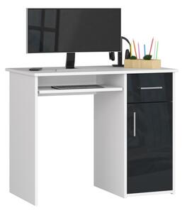 Písací stôl PIN 2, 90x74x50, biela/grafit lesk