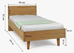Jednolôžková posteľ dub masív 90 x 200 (mica)