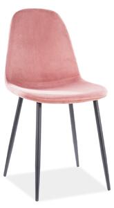 Ružová stolička FOX VELVET s čiernymi nohami