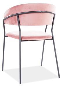 Ružová jedálenská stolička LIRA B VELVET so zlatými nohami