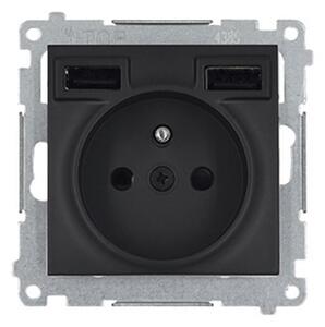 Zásuvka 250 V Simon 54 premium s USB nabíjačkou 2,1A/16A čierna