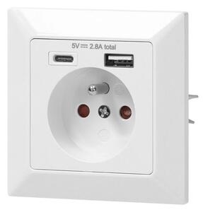 Zásuvka 230V s dvomi portmi USB A + USB C