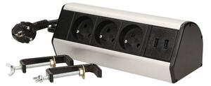 Predlžovacia zásuvka nábytková, 3x zásuvka 230V + 2x USB