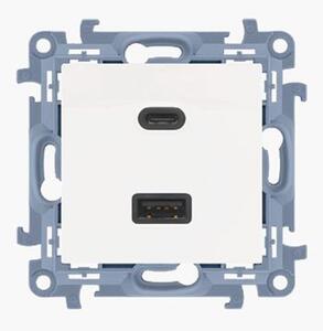 Zásuvka USB + USB-C dvojitá Quick Charge 3,1A Simon 10 biela