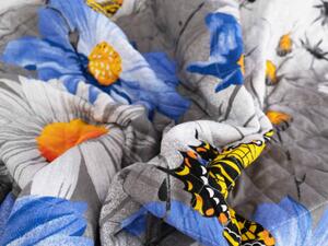 Prehoz na posteľ – Karla modrá/sivá 220 × 240 cm