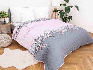 MKLozkoviny.sk Prehoz na posteľ – Yvona šedé/růžové 220 × 240 cm