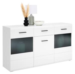 ŠIROKÁ KOMODA, antracitová, biela, 150/84,6/41,6 cm Hom`in - Komody