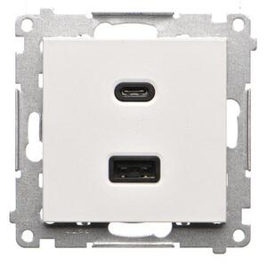 Zásuvka USB + USB-C dvojitá Quick Charge 3,1A Simon 55 biela mat