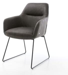 DELIFE Jedálenská stolička Pejo-Flex mikrovlákno antracitová vintage tenká podstava čierna vrecková pružina