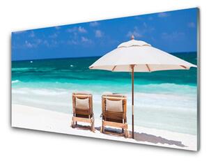 Obraz na skle Pláž dáždnik krajina 120x60 cm 4 Prívesky