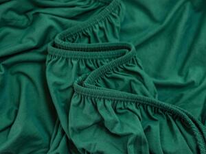 MKLuzkoviny.cz Jersey plachta s lycrou Deluxe 140 × 200 cm – tmavo zelené