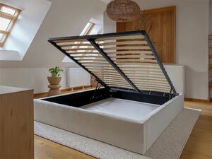 Čalúnená manželská posteľ s úložným priestorom Ingrit - krémová Rozmer: 160x200