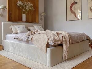 Čalúnená manželská posteľ s úložným priestorom Ingrit - krémová Rozmer: 160x200