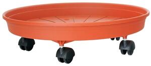Podložka pod kvetináč ICS MARGHERITA 25 cm, okrúhla s kolieskami, terakota