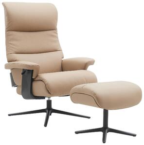 RELAXAČNÉ KRESLO S PODNOŽKOU, kov, textil, koža, čierna, sivohnedá Xora - Kreslá