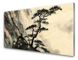 Sklenený obklad Do kuchyne Maľovaný strom umenie 100x50 cm